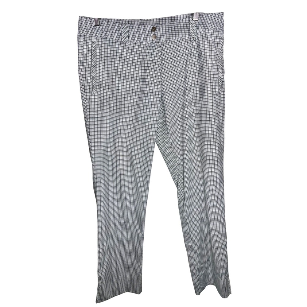Nike Golf Pants Women 12 White Black‎ Plaid Dri-FIT Mid Rise